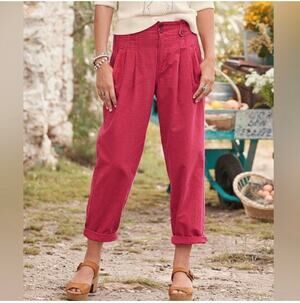 Sundance Pants Womens 2 Pink Vie De Reve Gingham Plaid Cuff Granola Cottagecore